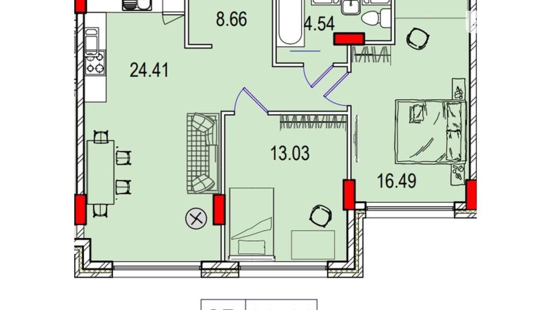 Продается 2-комнатная квартира 68 кв. м в Одессе