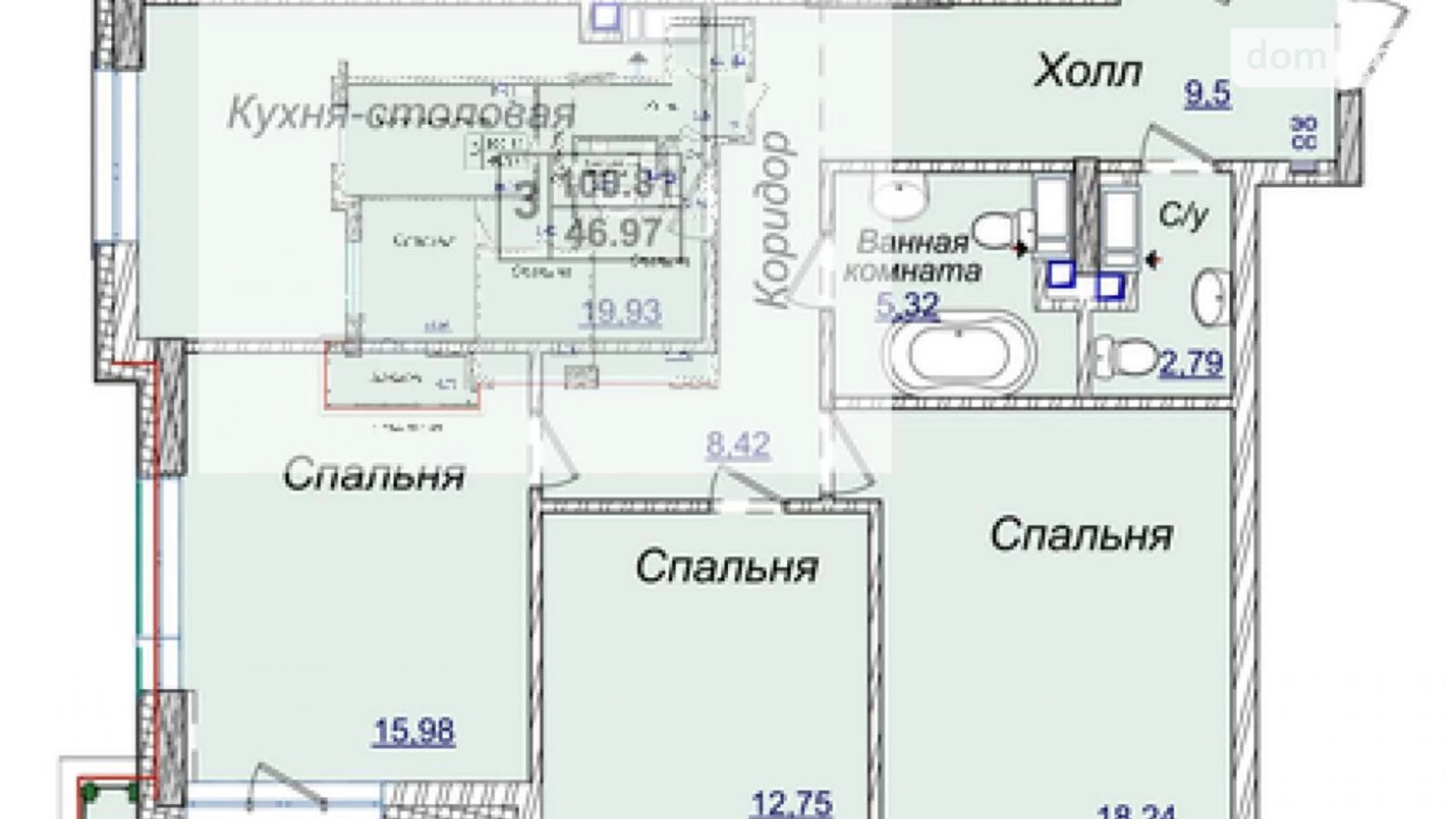 Продається 3-кімнатна квартира 100 кв. м у Києві, вул. Андрія Верхогляда(Драгомирова), 19А - фото 2
