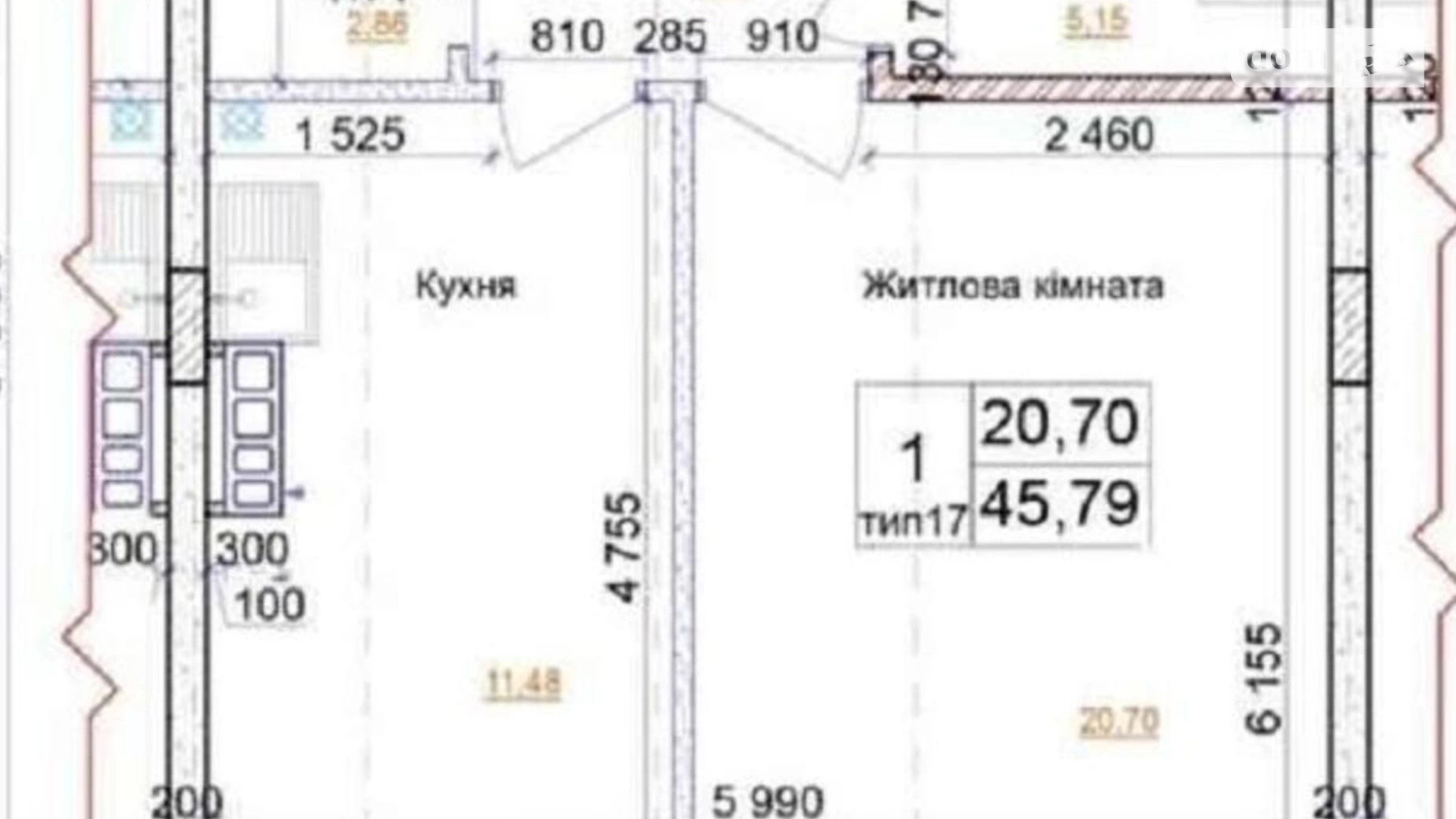 Продается 1-комнатная квартира 46 кв. м в Броварах, ул. Симона Петлюры, 21Б