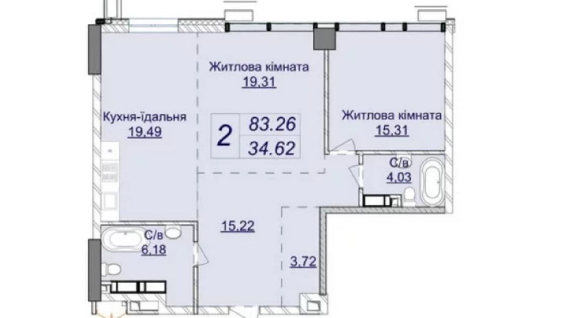 Продається 2-кімнатна квартира 83 кв. м у Києві, вул. Андрія Верхогляда(Драгомирова)