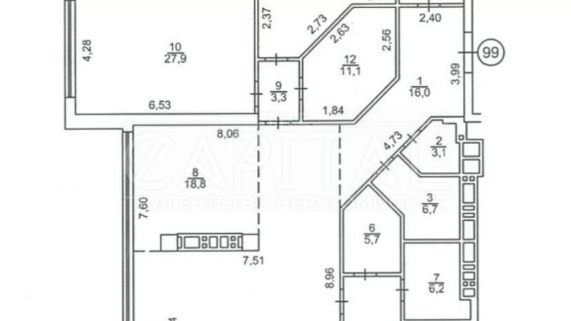 Продається 4-кімнатна квартира 209 кв. м у Києві, вул. Івана Мазепи, 11Б