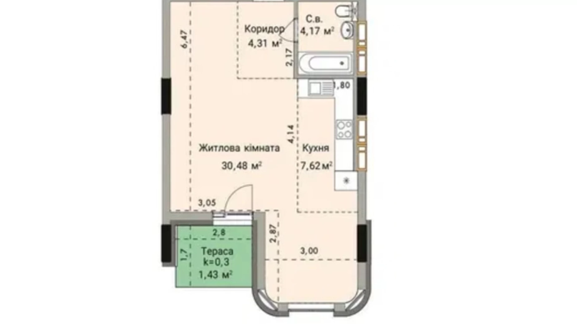 Продается 1-комнатная квартира 48 кв. м в Киеве, ул. Кирилловская, 37А - фото 2