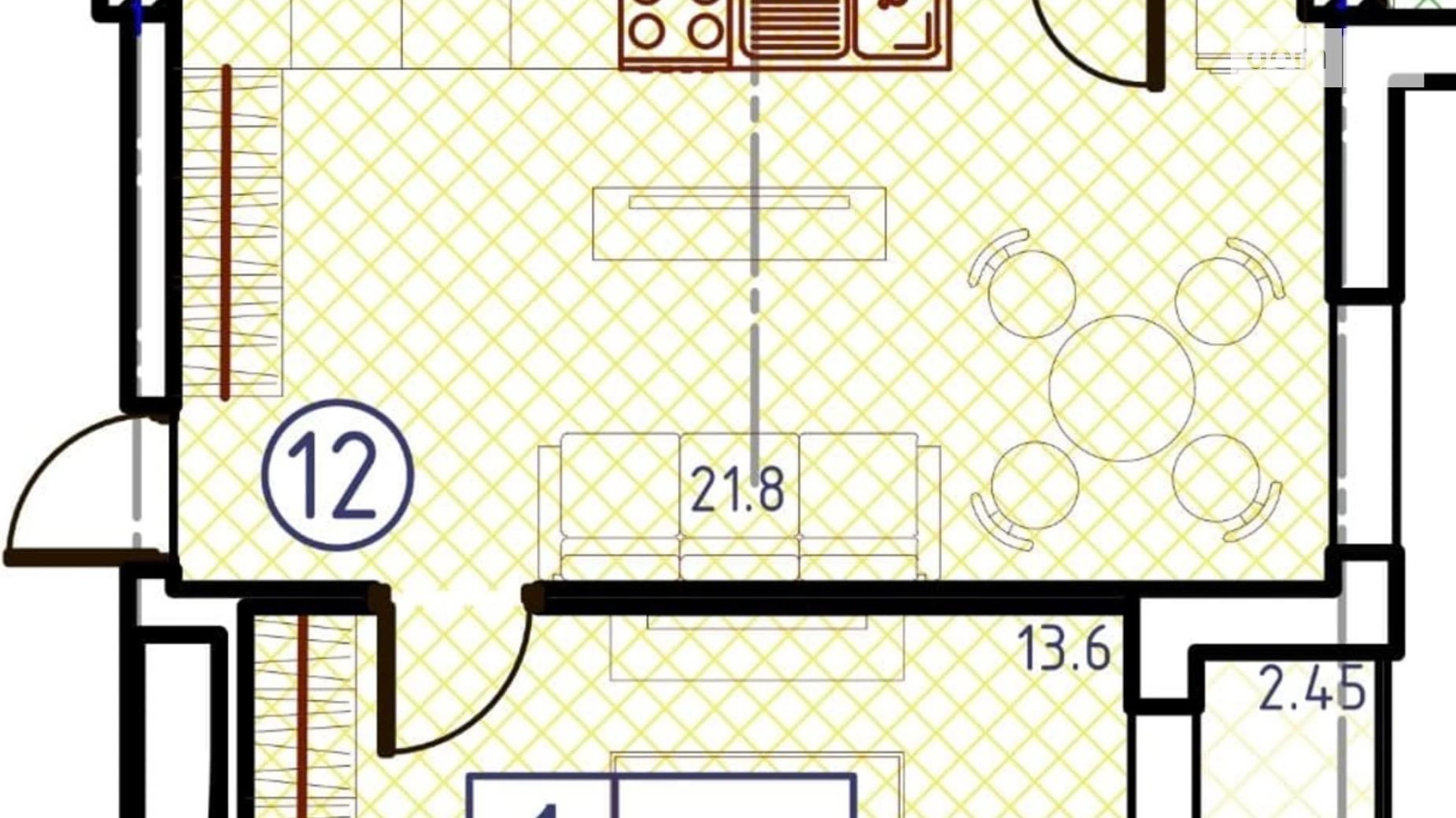 Продається 14-кімнатна квартира 41 кв. м у Одесі, вул. Геранієва, 8 - фото 2