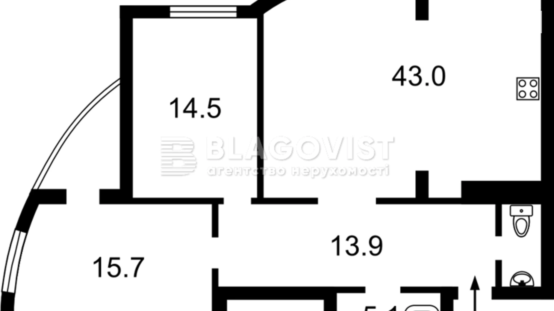 Продається 2-кімнатна квартира 97 кв. м у Києві, бул. Верховної Ради, 14Б