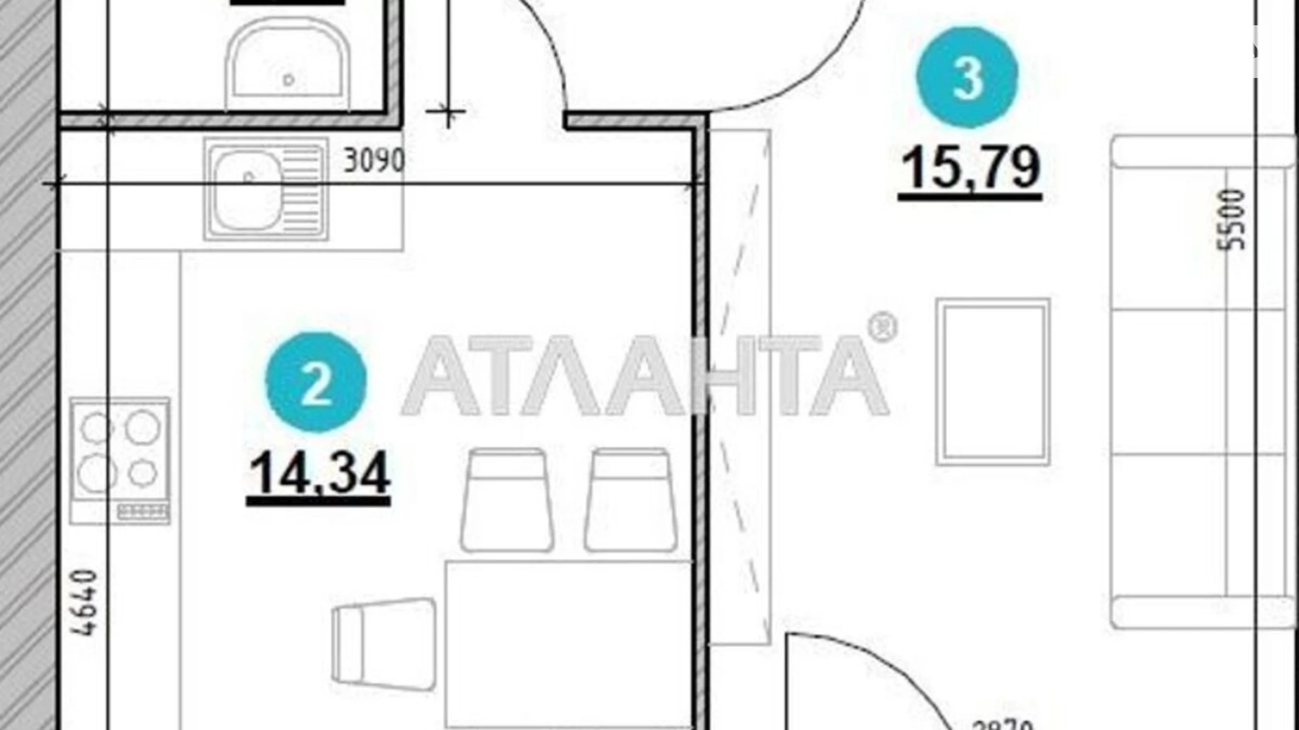 Продается 1-комнатная квартира 40.13 кв. м в Львове, ул. Героев Майдана - фото 2