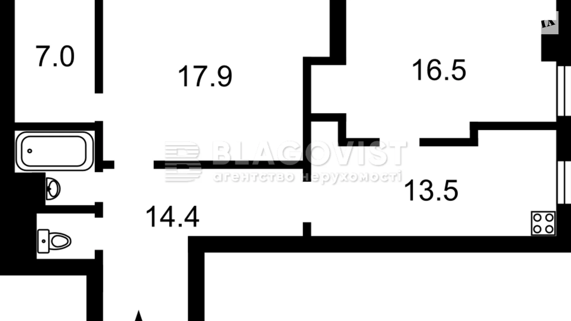 Продается 2-комнатная квартира 68 кв. м в Киеве, ул. Левка Лукьяненко, 21/19