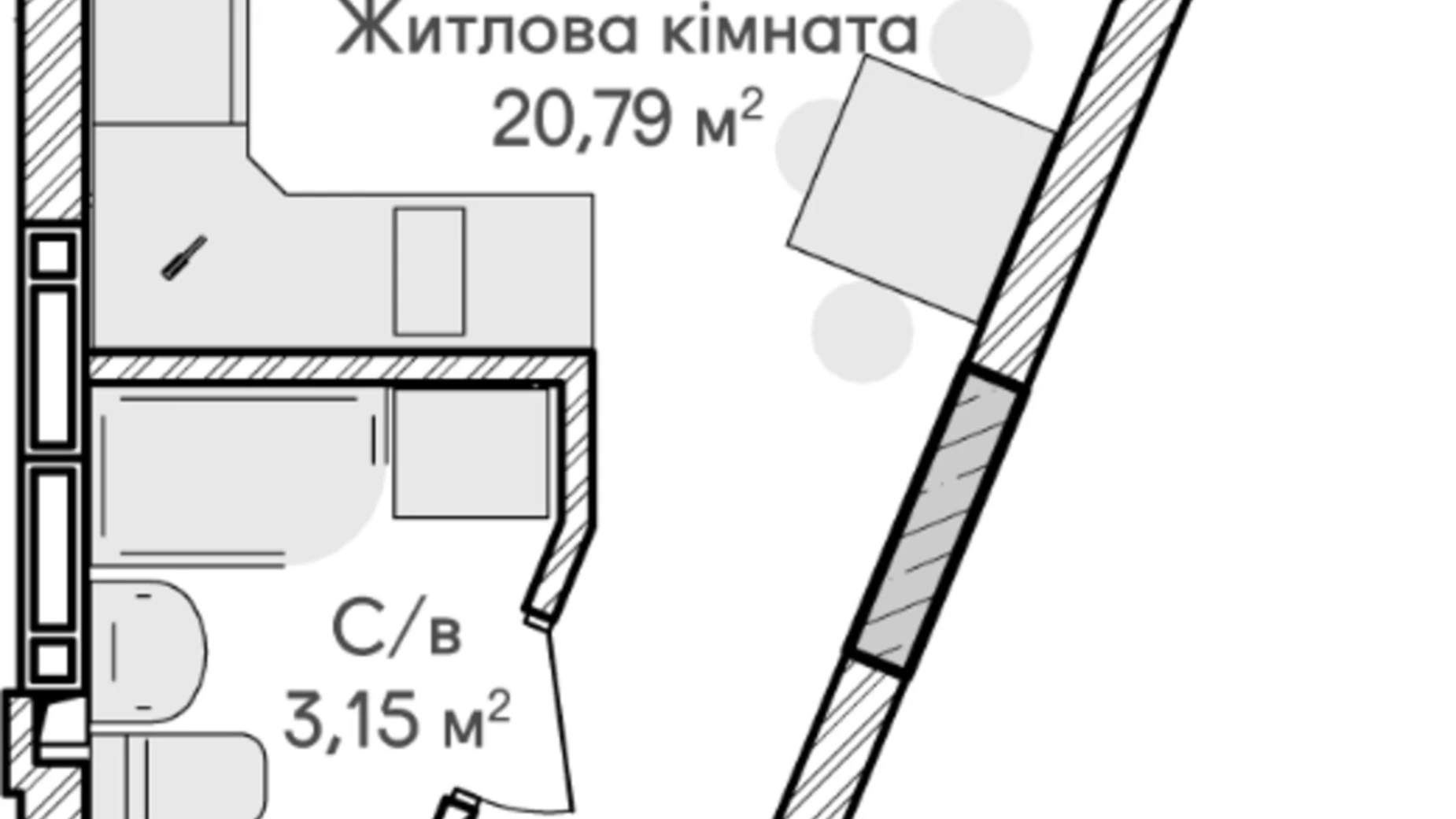 Продається 1-кімнатна квартира 24 кв. м у Ірпені, вул. Озерна, 72