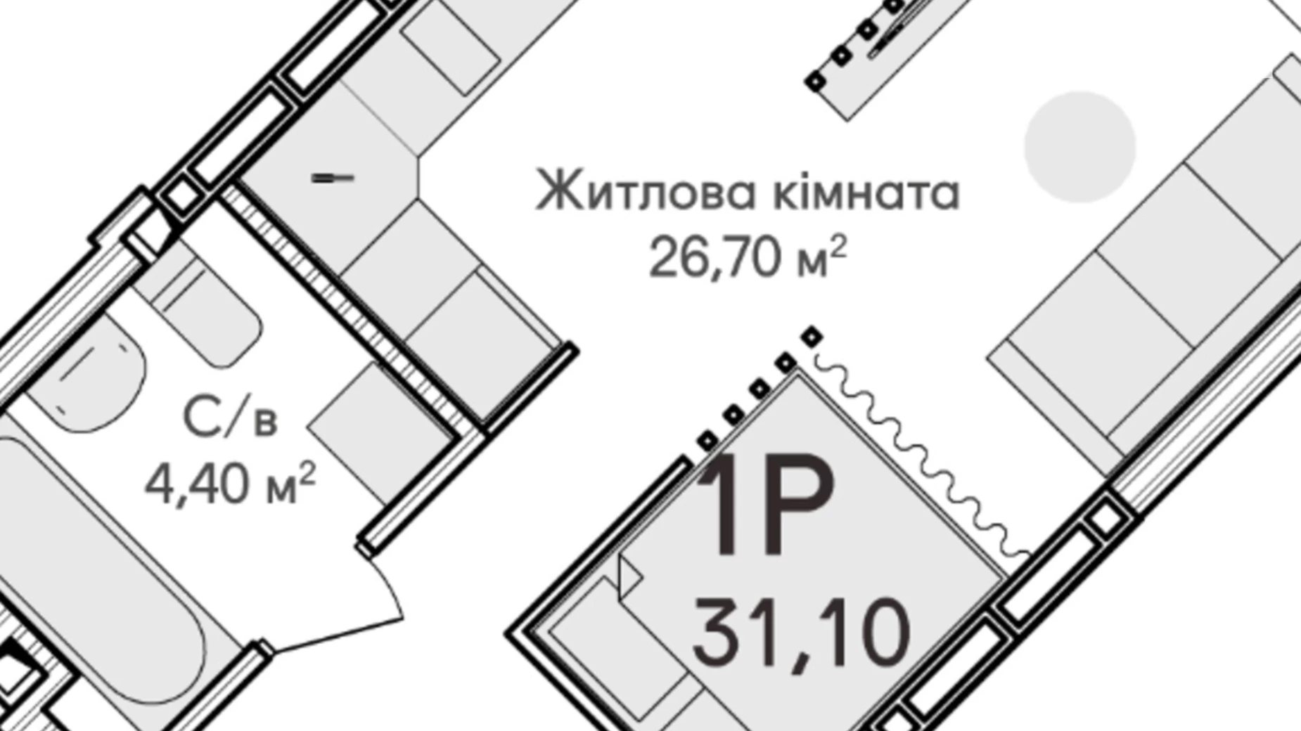 Продається 1-кімнатна квартира 31 кв. м у Ірпені, вул. Озерна, 72