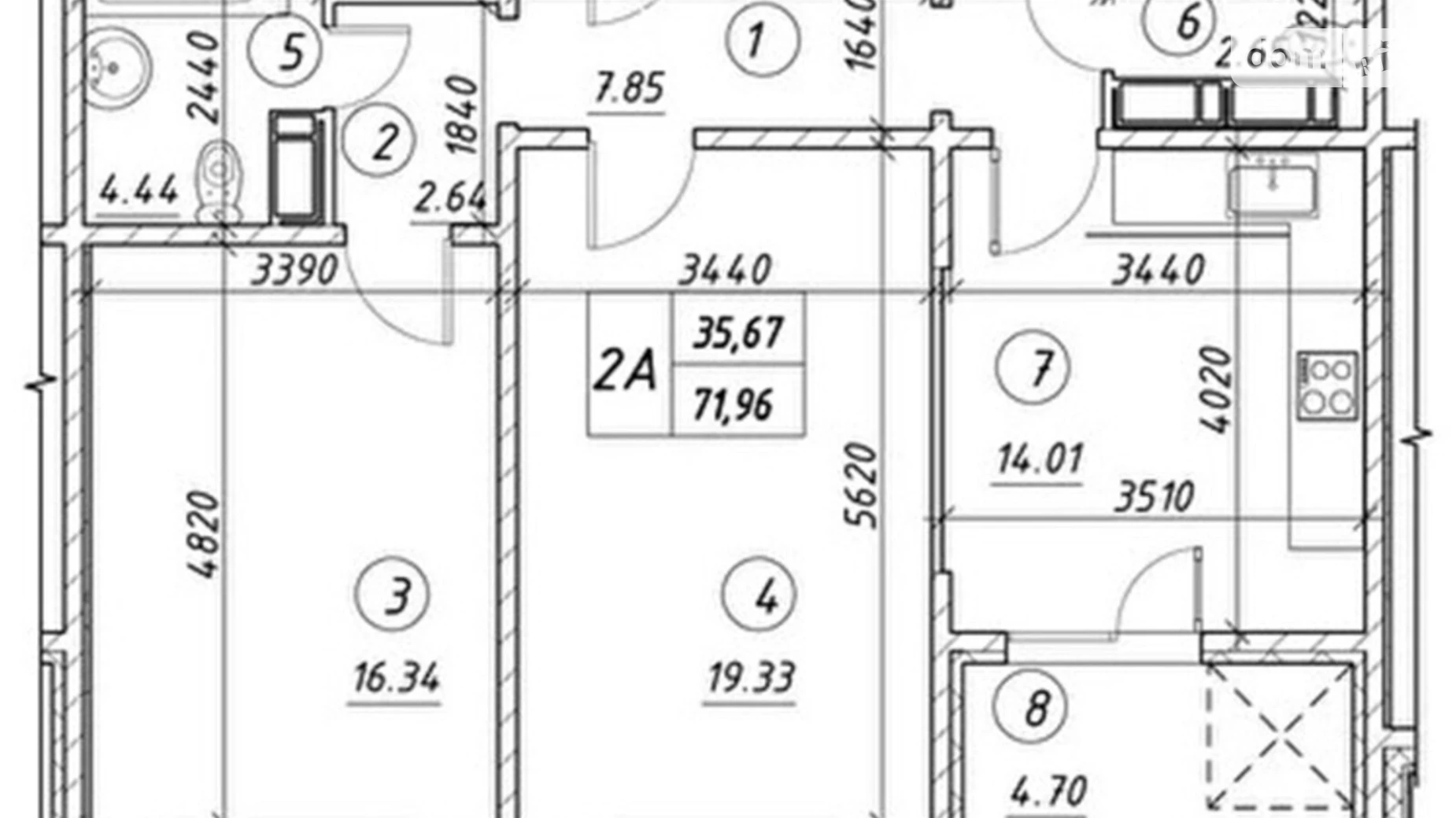 Продается 2-комнатная квартира 73 кв. м в Киеве, ул. Ревуцкого, 54А