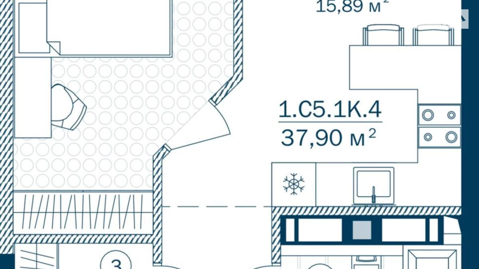 Продается 1-комнатная квартира 37 кв. м в Киеве, ул. Евгения Сверстюка, 54