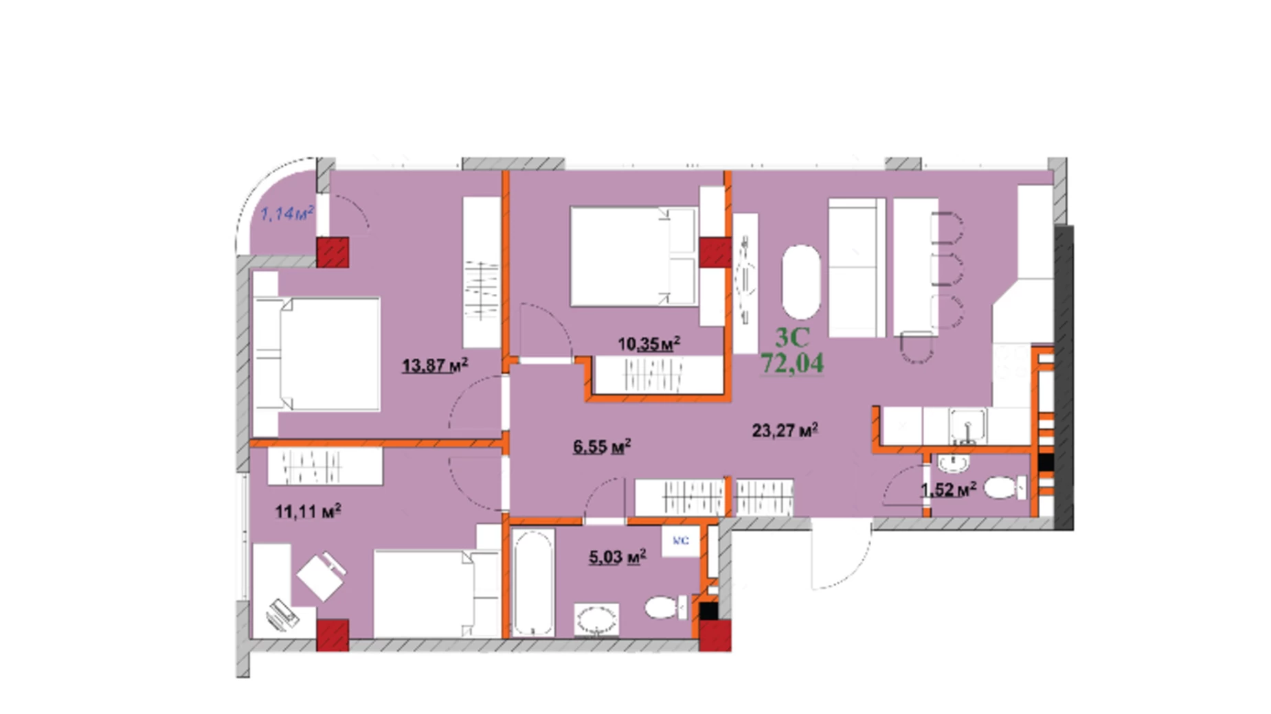 Продается 3-комнатная квартира 72 кв. м в Ивано-Франковске, ул. Независимости (Горького)