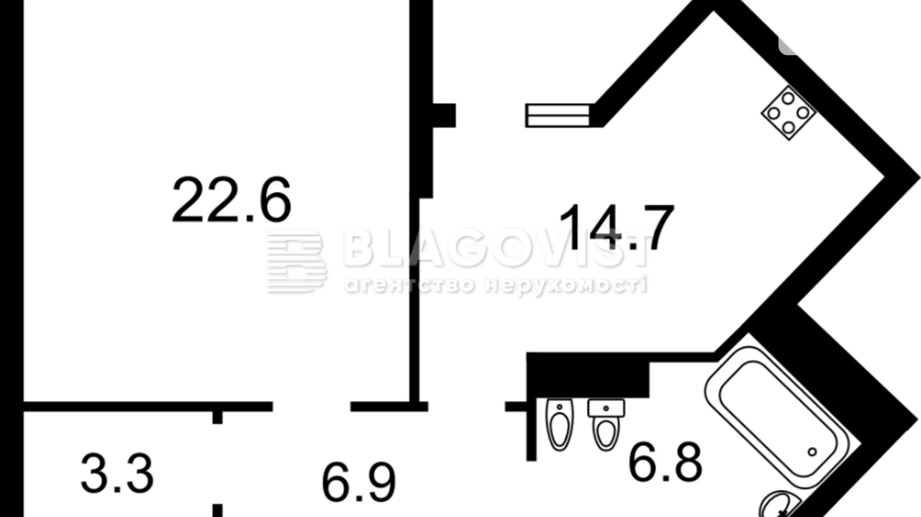 Продается 1-комнатная квартира 57 кв. м в Киеве, ул. Вышгородская, 45Б/4