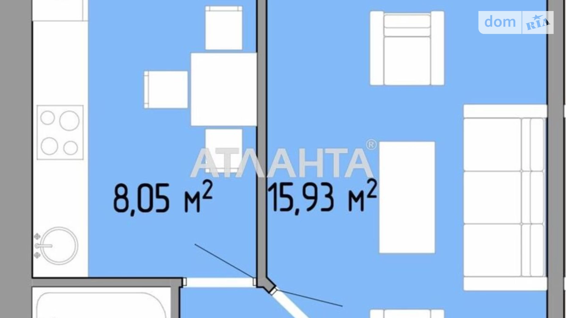 Продается 1-комнатная квартира 34.4 кв. м в Одессе, просп. Небесной Сотни