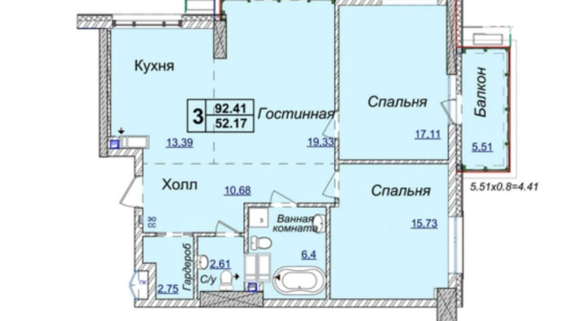 Продается 3-комнатная квартира 93 кв. м в Киеве, ул. Андрея Верхогляда(Драгомирова), 17Б - фото 4