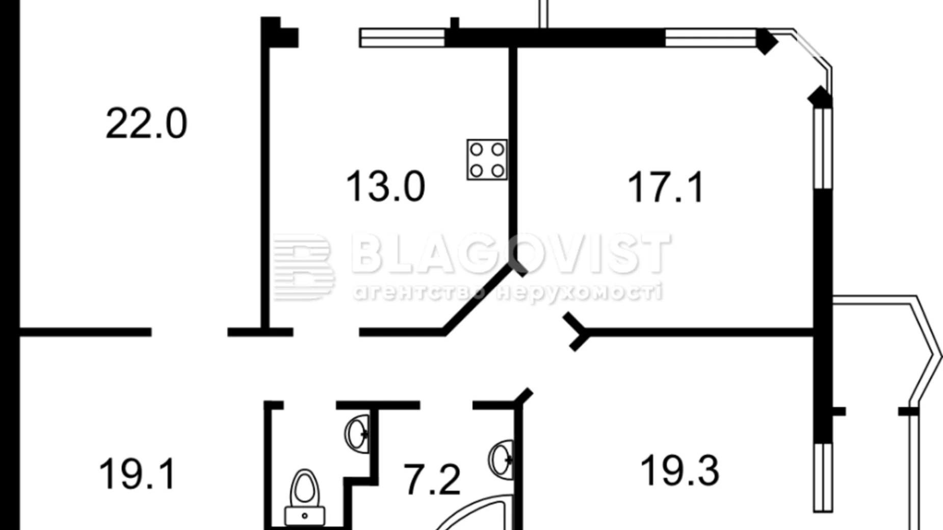 Продается 3-комнатная квартира 107 кв. м в Киеве, ул. Мокрая(Кудряшова), 20Б