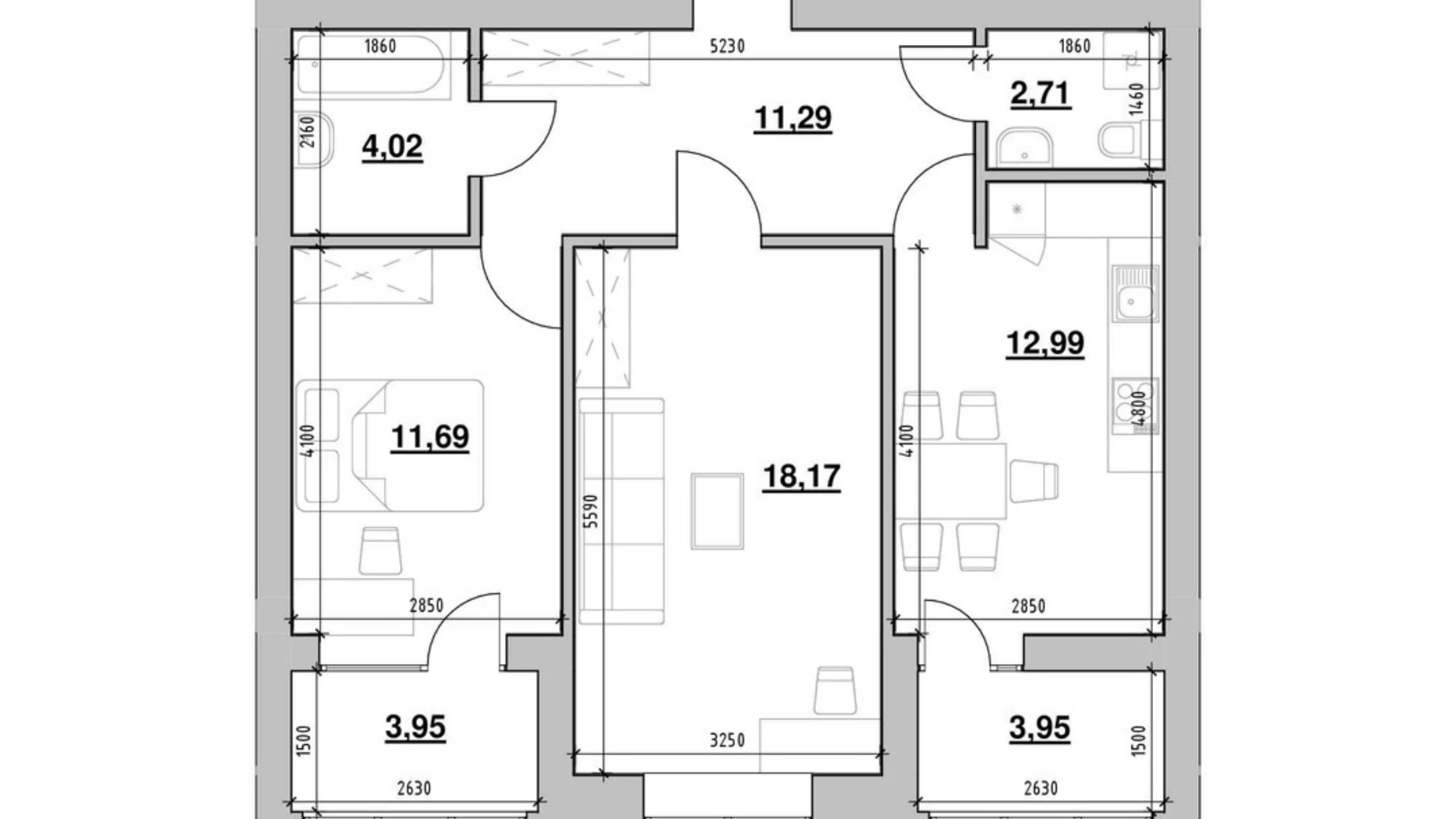 Продается 2-комнатная квартира 68.76 кв. м в Львове, ул. Железнодорожная, 7 - фото 2