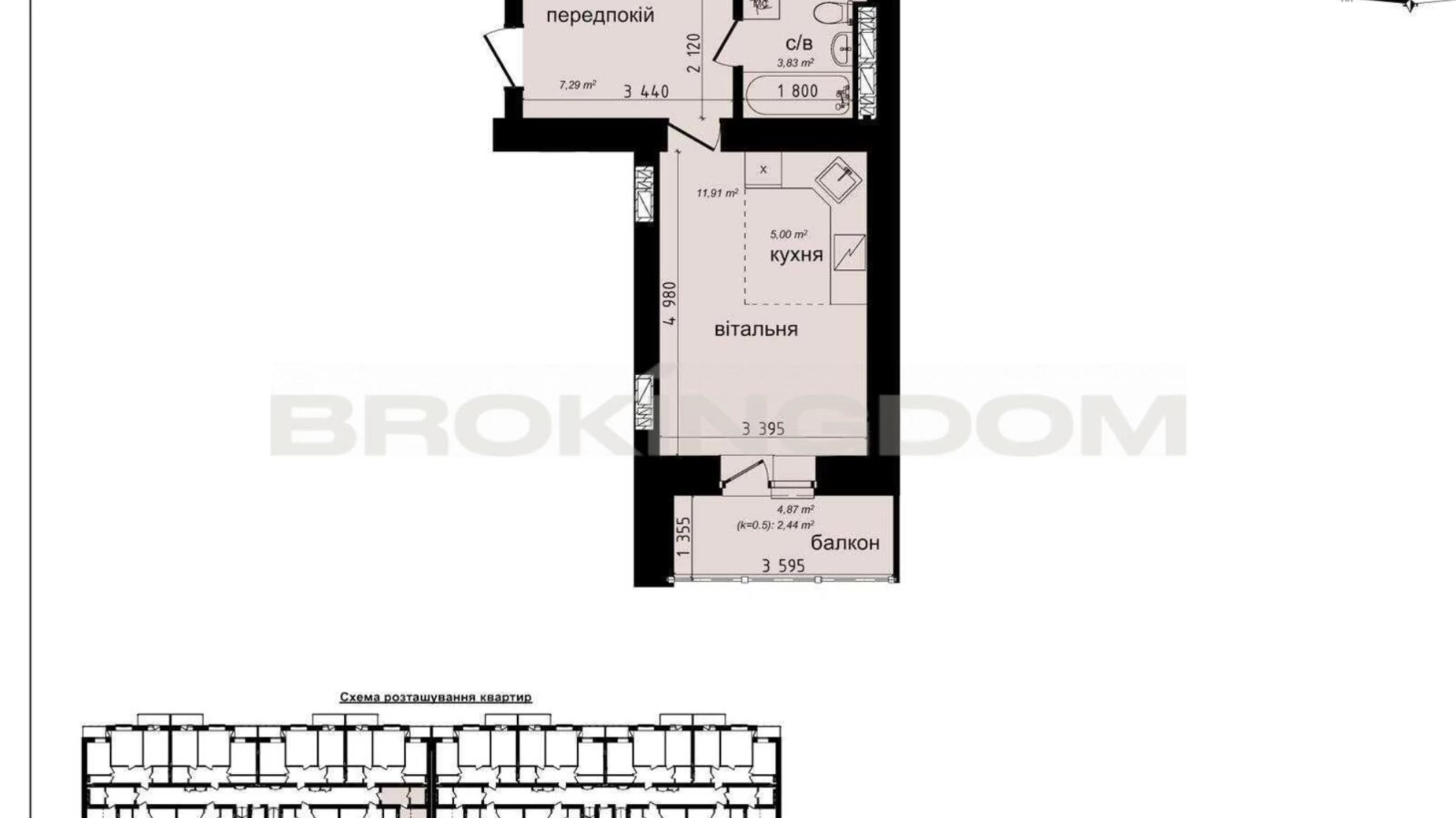 Продается 1-комнатная квартира 31 кв. м в Киеве, ул. Метрологическая, 21А