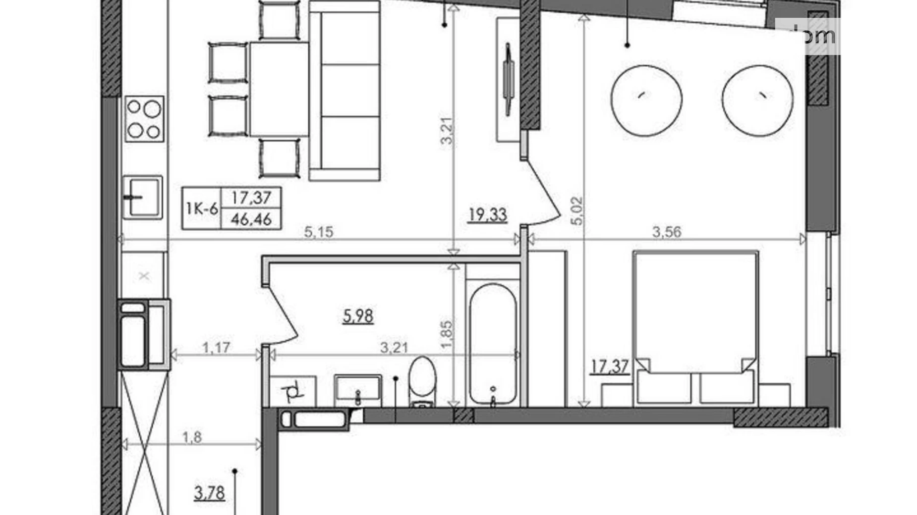 Продается 1-комнатная квартира 46 кв. м в Киеве, Надднепрянское шоссе, 2А