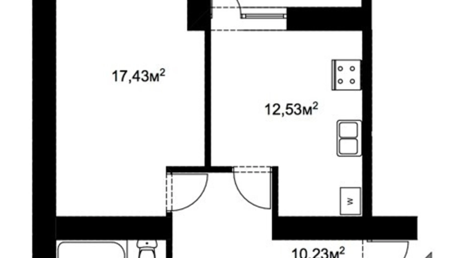 Продается 1-комнатная квартира 46.6 кв. м в Подверках, ул. Курежская, 16