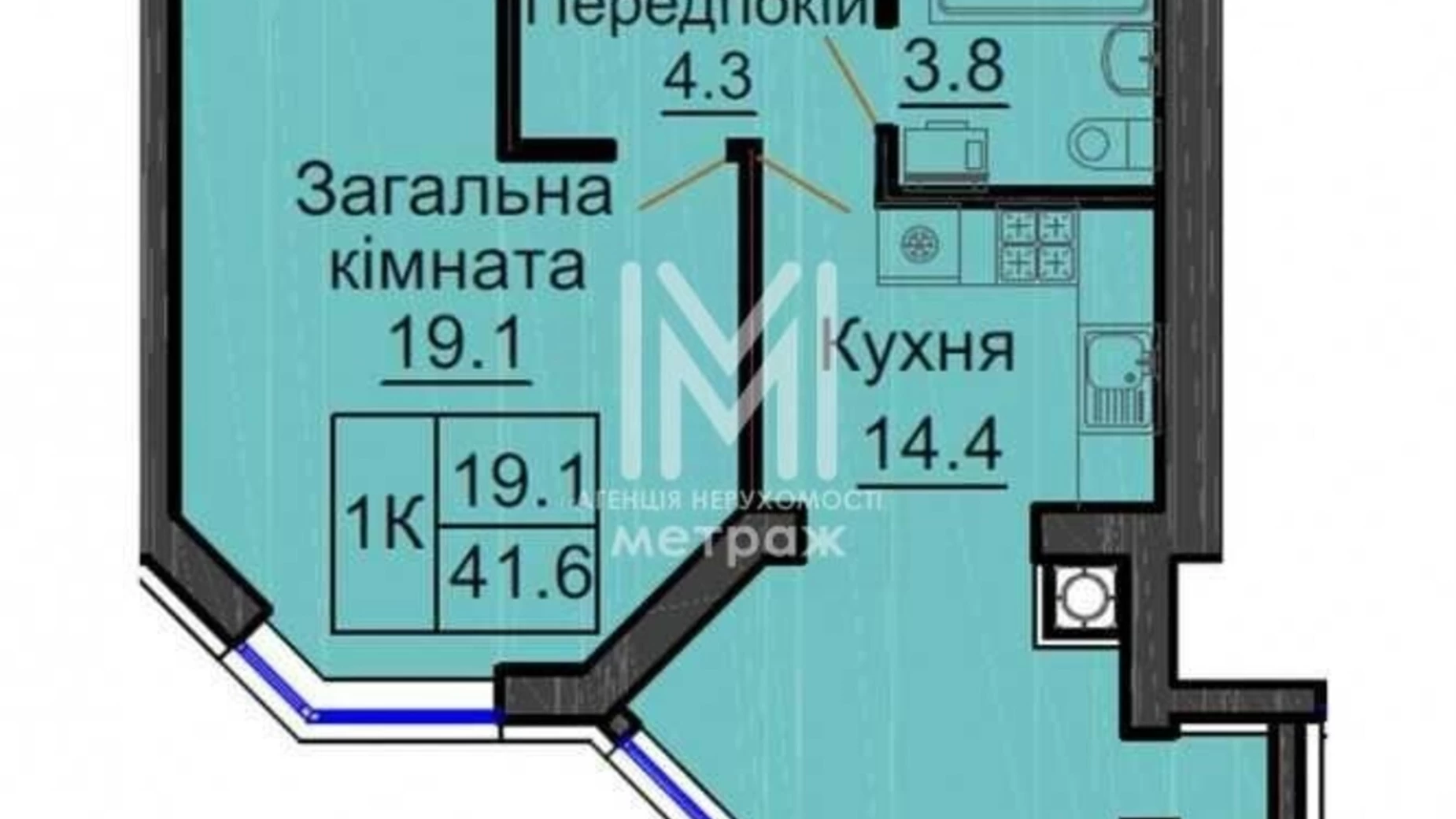 Продається 1-кімнатна квартира 41 кв. м у Києво-Святошинську, вул. Боголюбова, 1