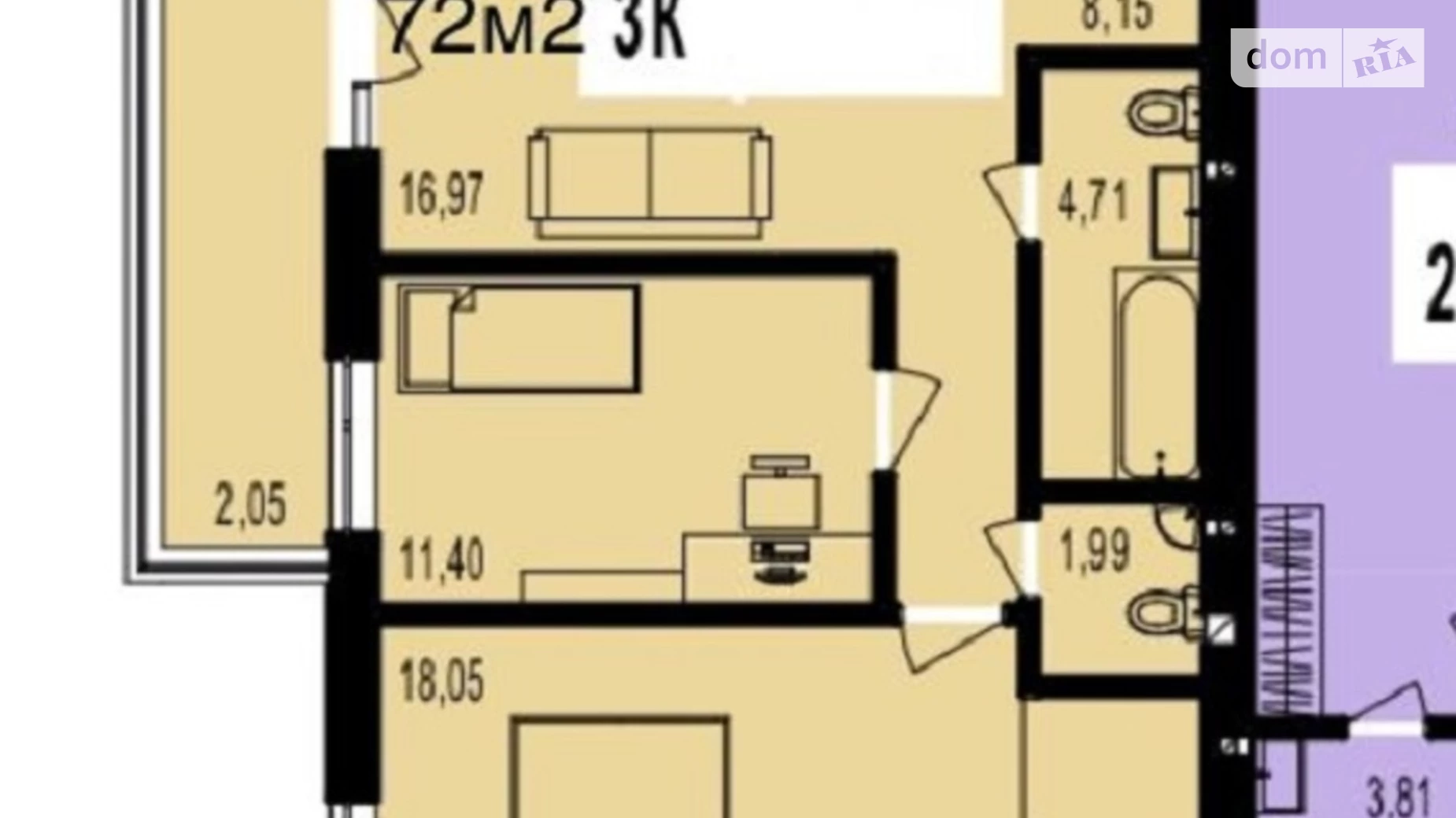 Продається 3-кімнатна квартира 72 кв. м у Крихівцях, вул. 24-го Серпня