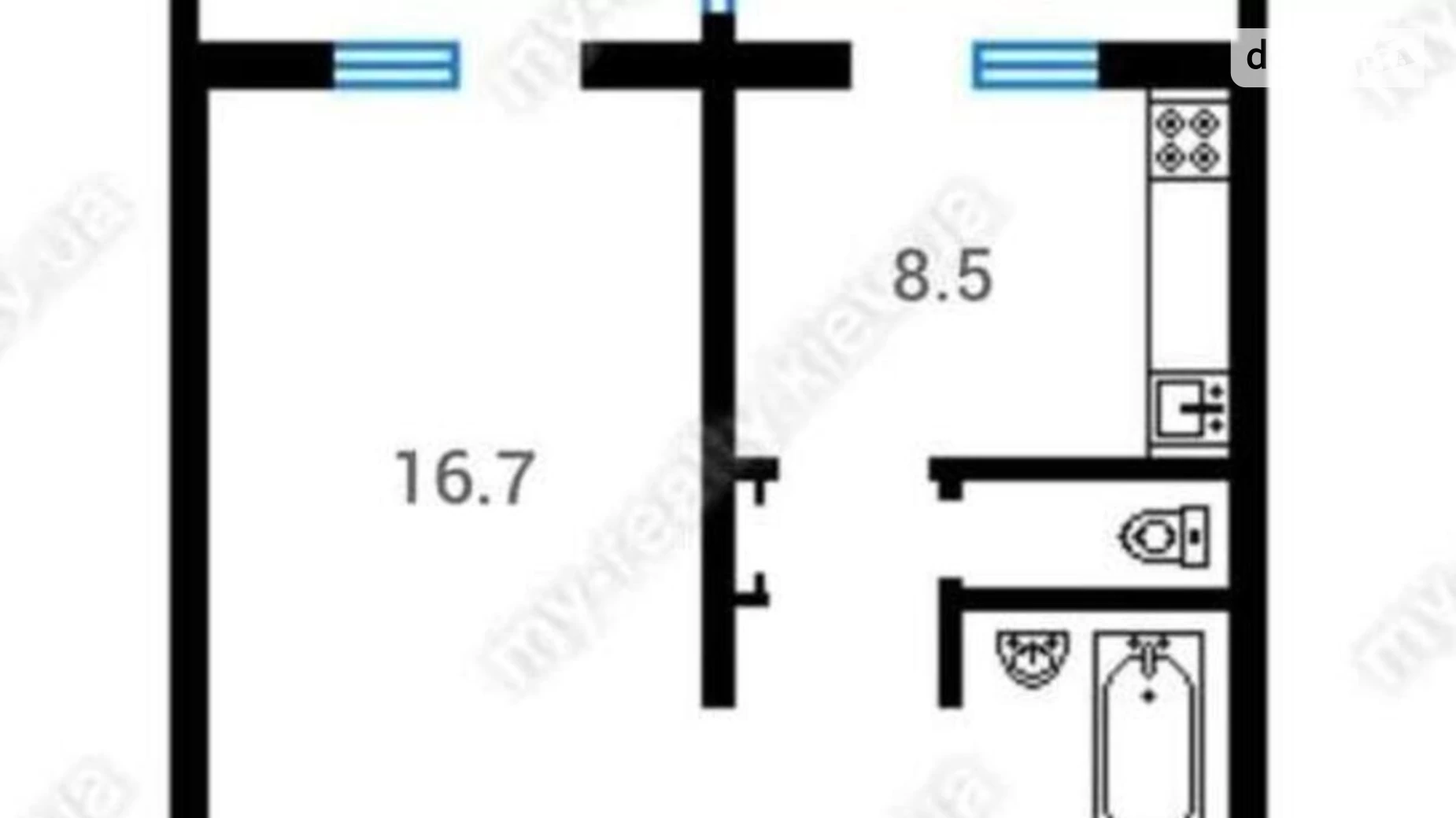 Продается 1-комнатная квартира 36 кв. м в Киеве, ул. Оноре де Бальзака, 86