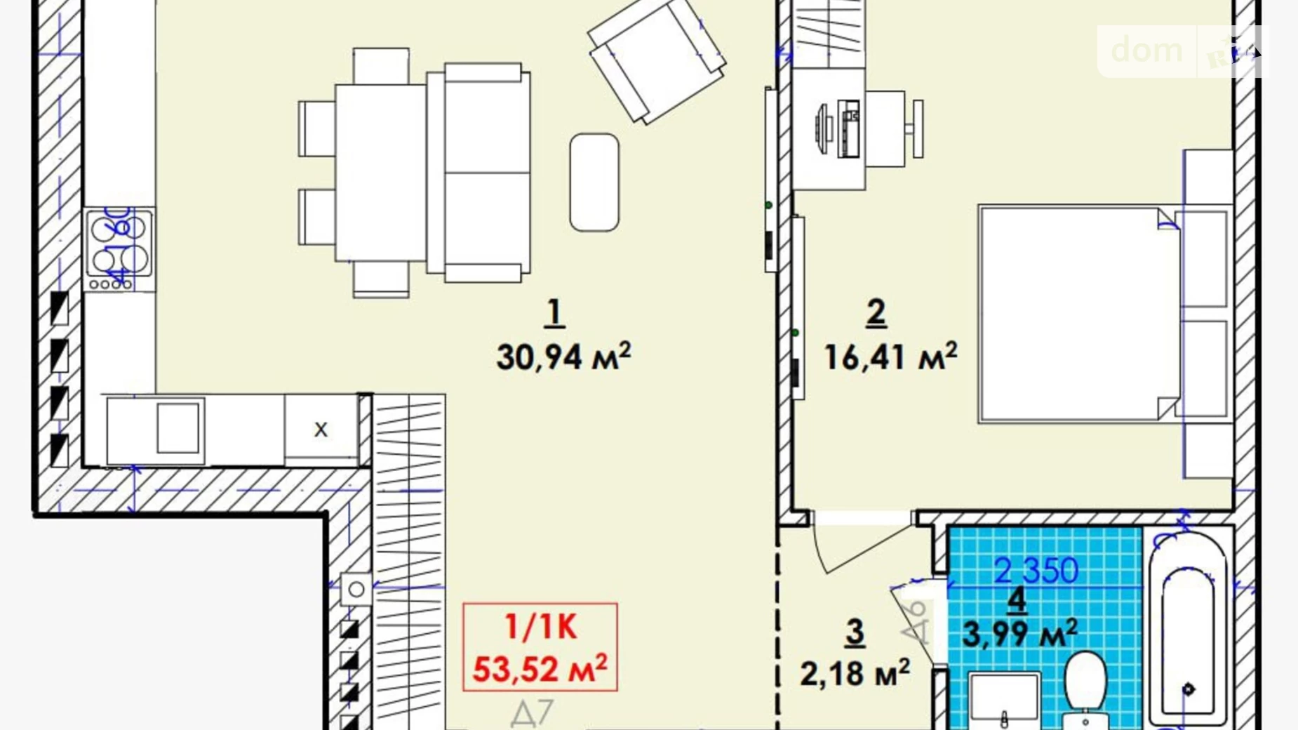 Продается 1-комнатная квартира 53.52 кв. м в Ивано-Франковске, ул. Довбуша - фото 5