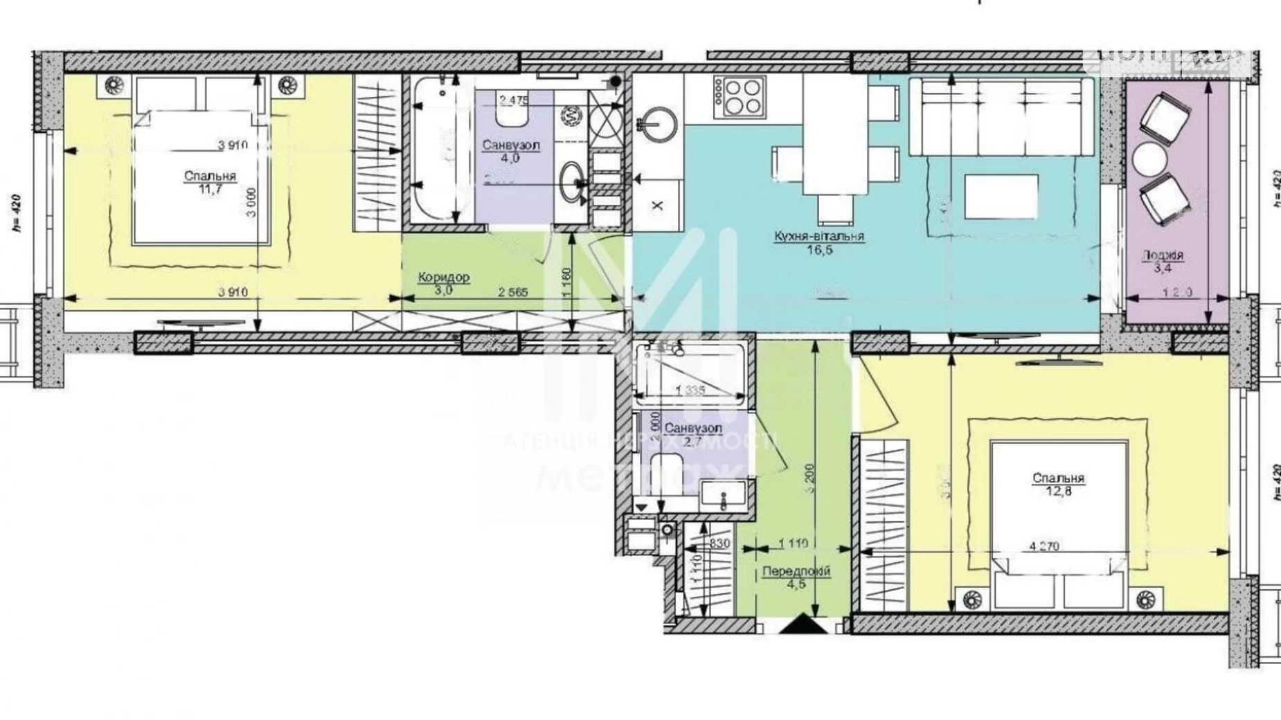 Продается 2-комнатная квартира 59 кв. м в Киеве, ул. Салютная, 9