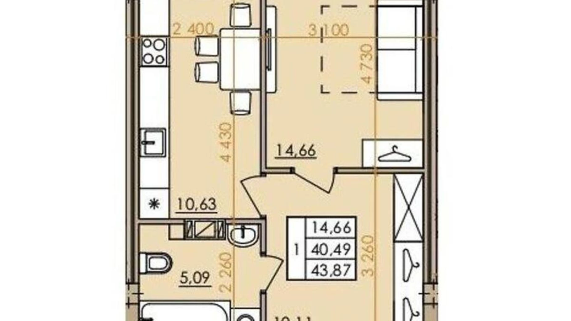 Продается 1-комнатная квартира 44 кв. м в Полтаве, ул. Европейская, 146