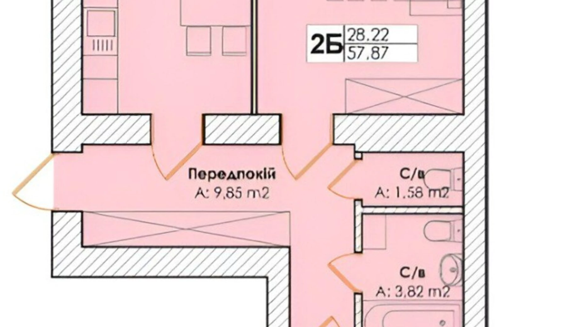 Продається 2-кімнатна квартира 57 кв. м у Гостомелі, вул. Остромирська