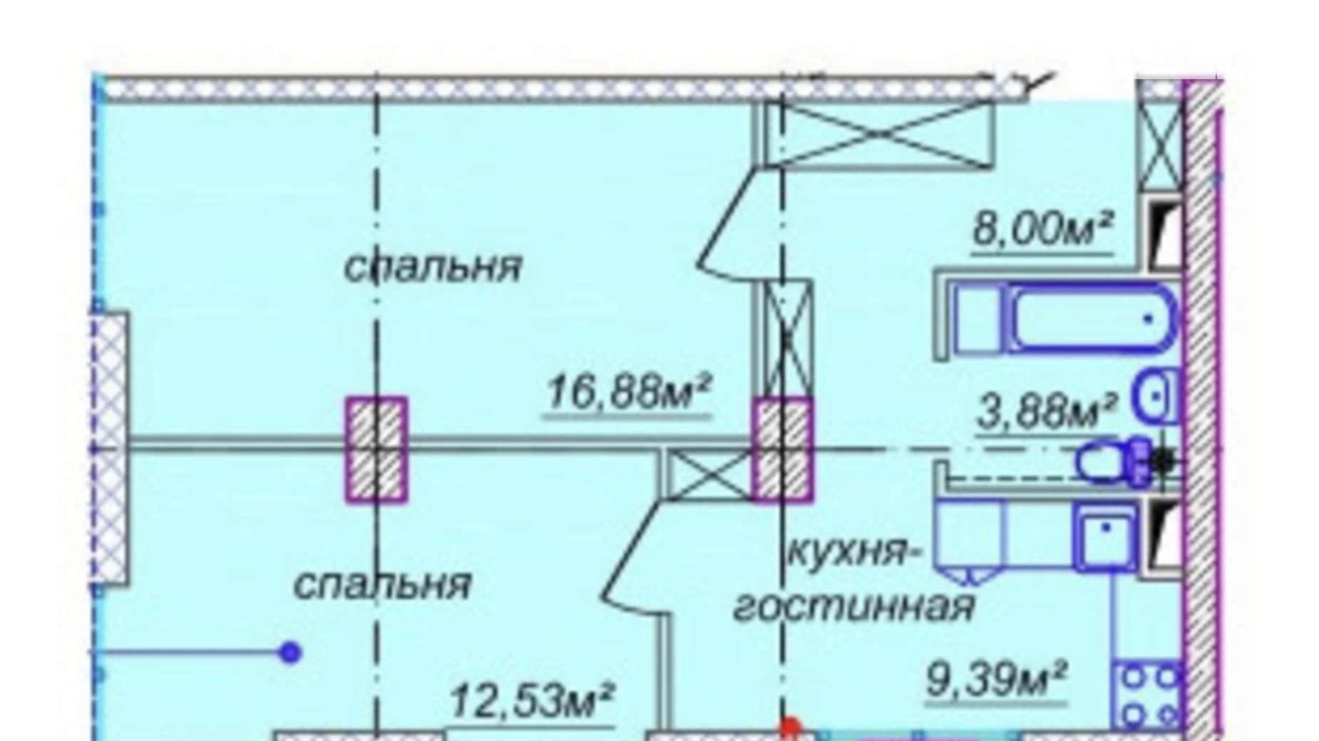 Продається 2-кімнатна квартира 59.2 кв. м у Дніпрі, вул. Європейська, 9А