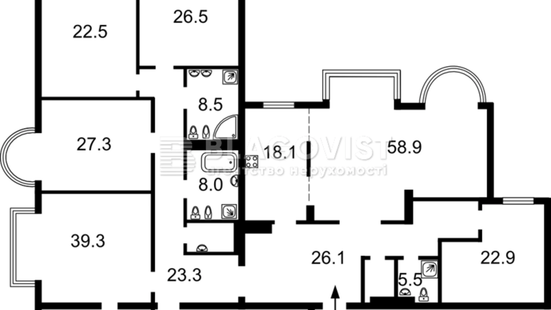 Продается 1-комнатная квартира 356 кв. м в Киеве, ул. Институтская, 18А