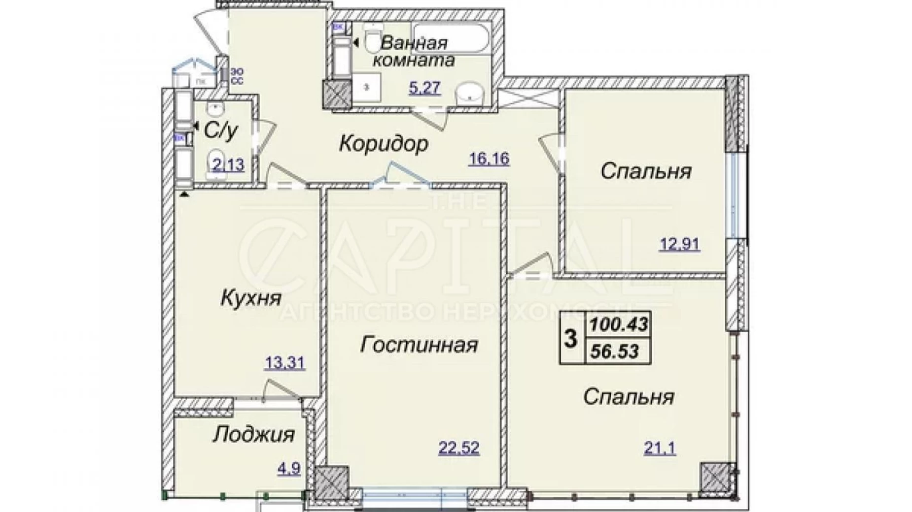 Продається 3-кімнатна квартира 96.9 кв. м у Києві, вул. Андрія Верхогляда(Драгомирова), 17В