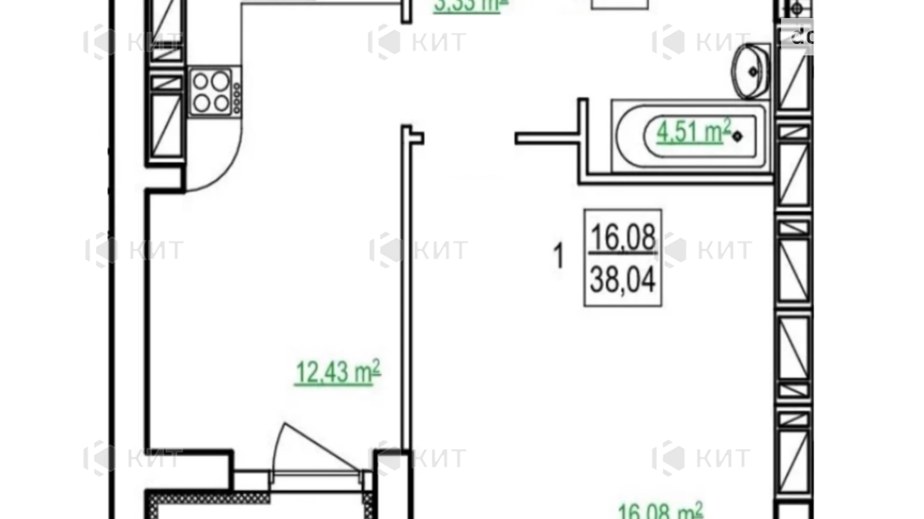 Продається 1-кімнатна квартира 38 кв. м у Харкові, вул. Полтавський Шлях, 188А