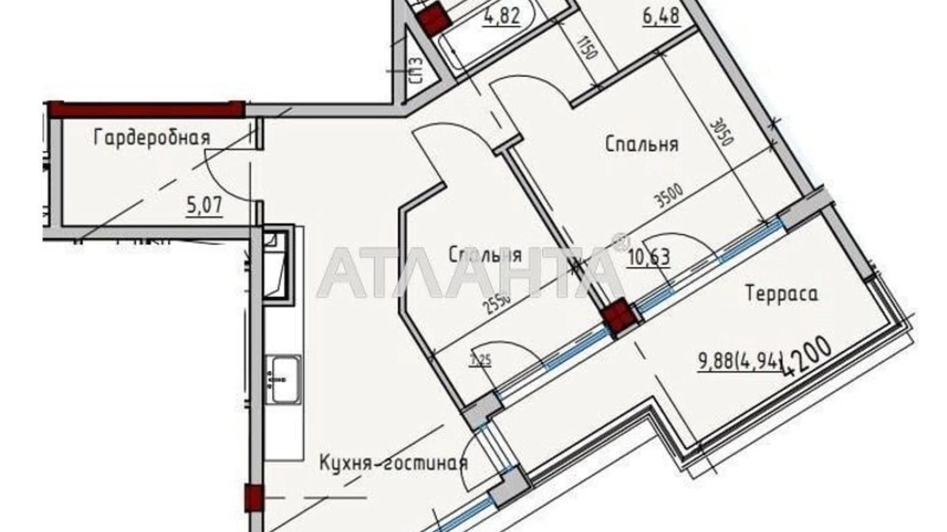 Продается 2-комнатная квартира 61 кв. м в Одессе, ул. Приморская