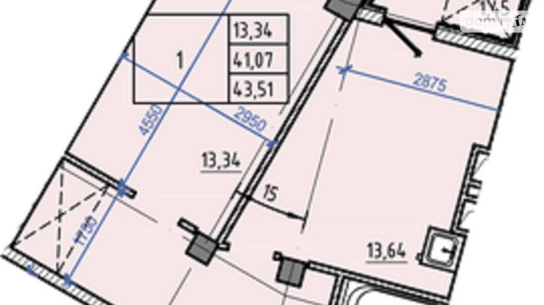 Продается 1-комнатная квартира 44 кв. м в Харькове, ул. Авиационная, 39