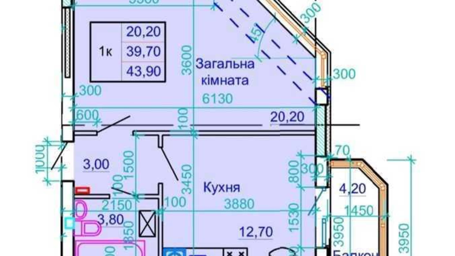 Продається 1-кімнатна квартира 44 кв. м у Полтаві, вул. Героїв АТО