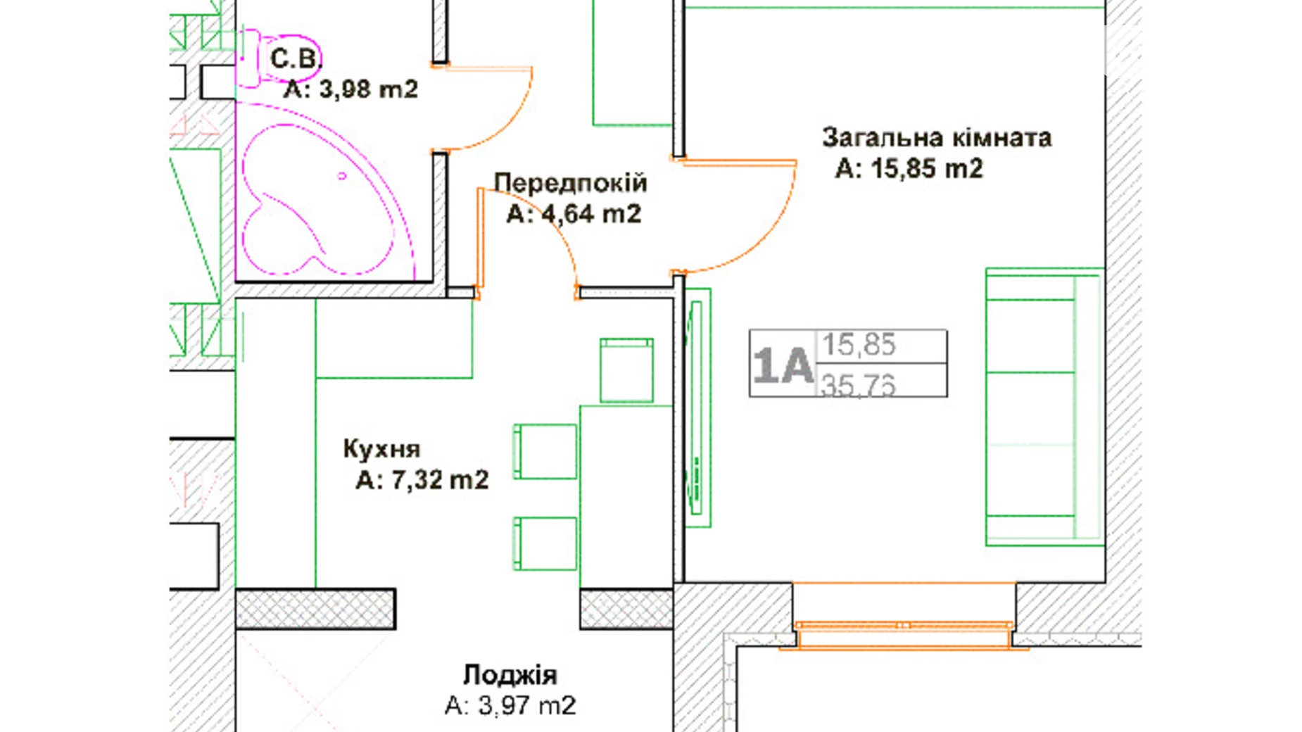 Продается 1-комнатная квартира 35.76 кв. м в Ирпене, ул. Григория Сковороды, 23