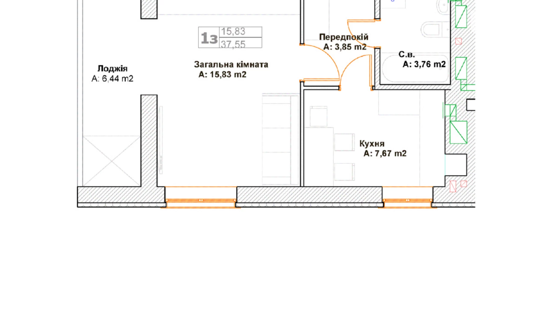 Продается 1-комнатная квартира 36 кв. м в Буче, ул. Вишневая, 33