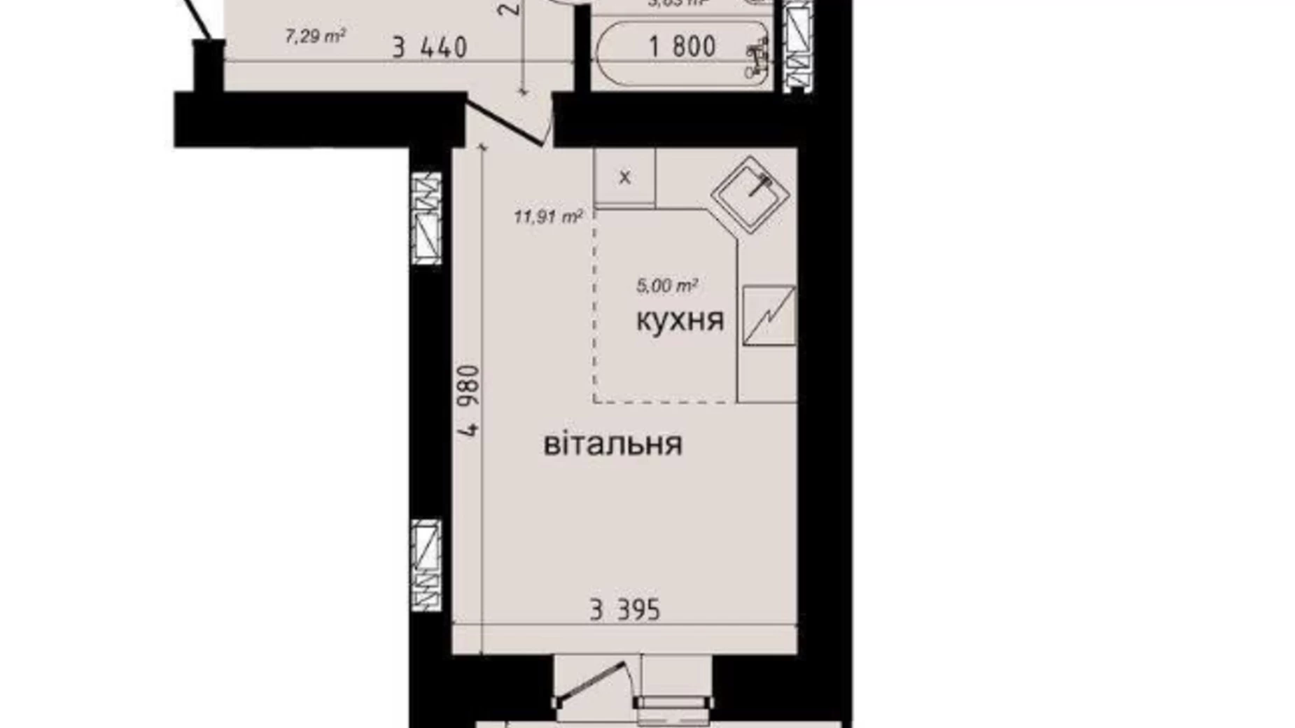 Продается 1-комнатная квартира 31 кв. м в Киеве, ул. Академика Заболотного