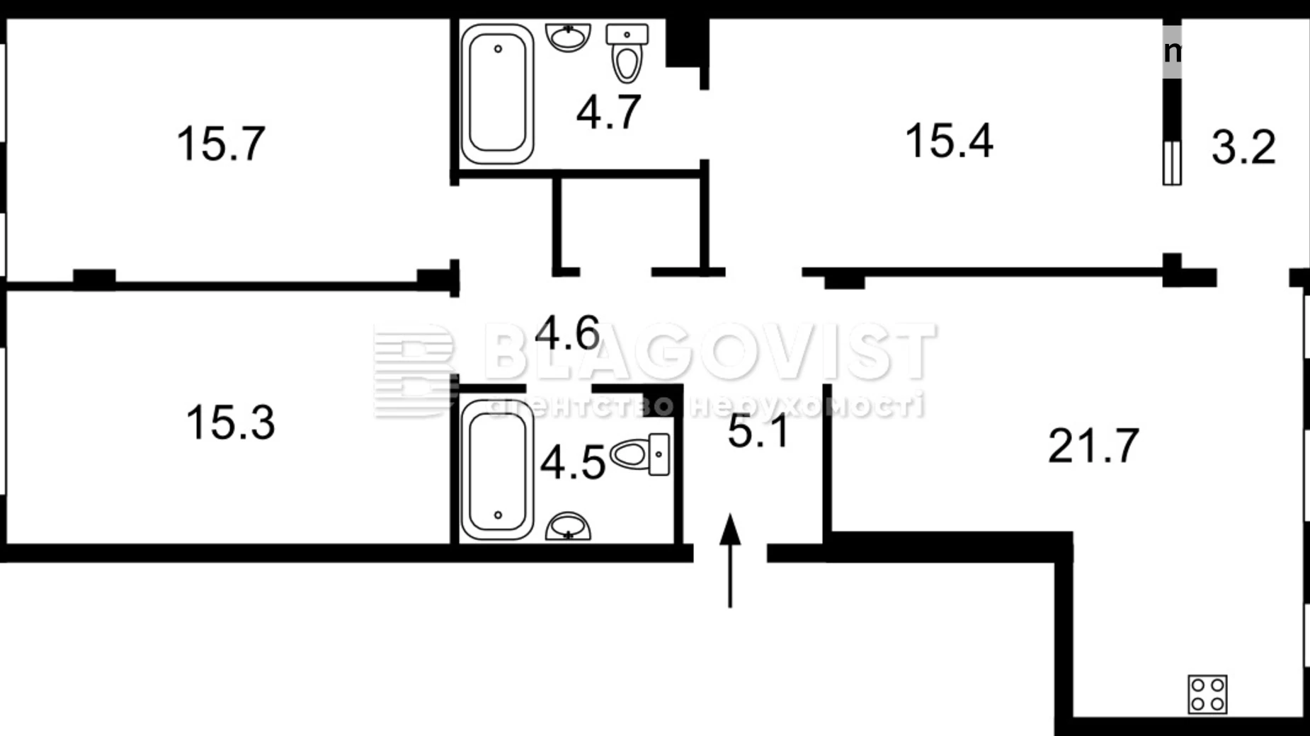 Продается 3-комнатная квартира 91.7 кв. м в Киеве, бул. Тадея Рыльского, 3