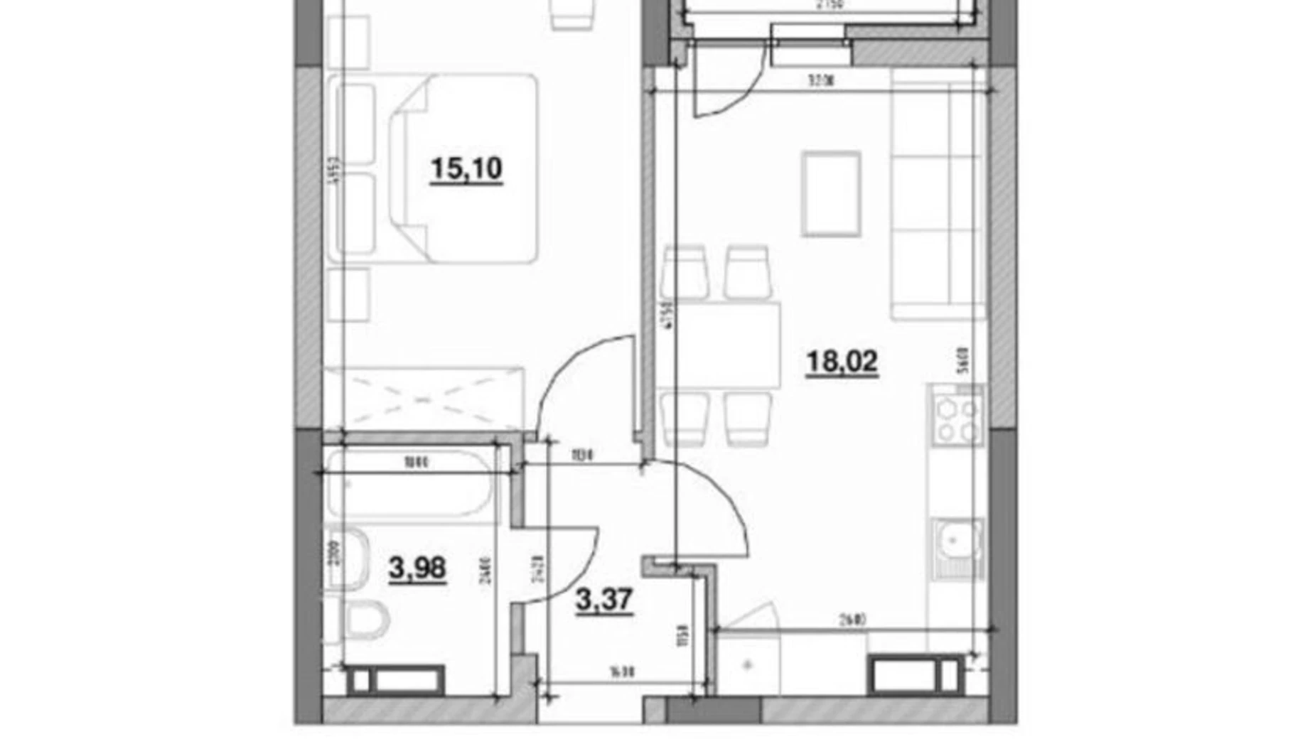 Продается 1-комнатная квартира 43.15 кв. м в Киеве, просп. Воздушных Сил(Воздухофлотский), 56