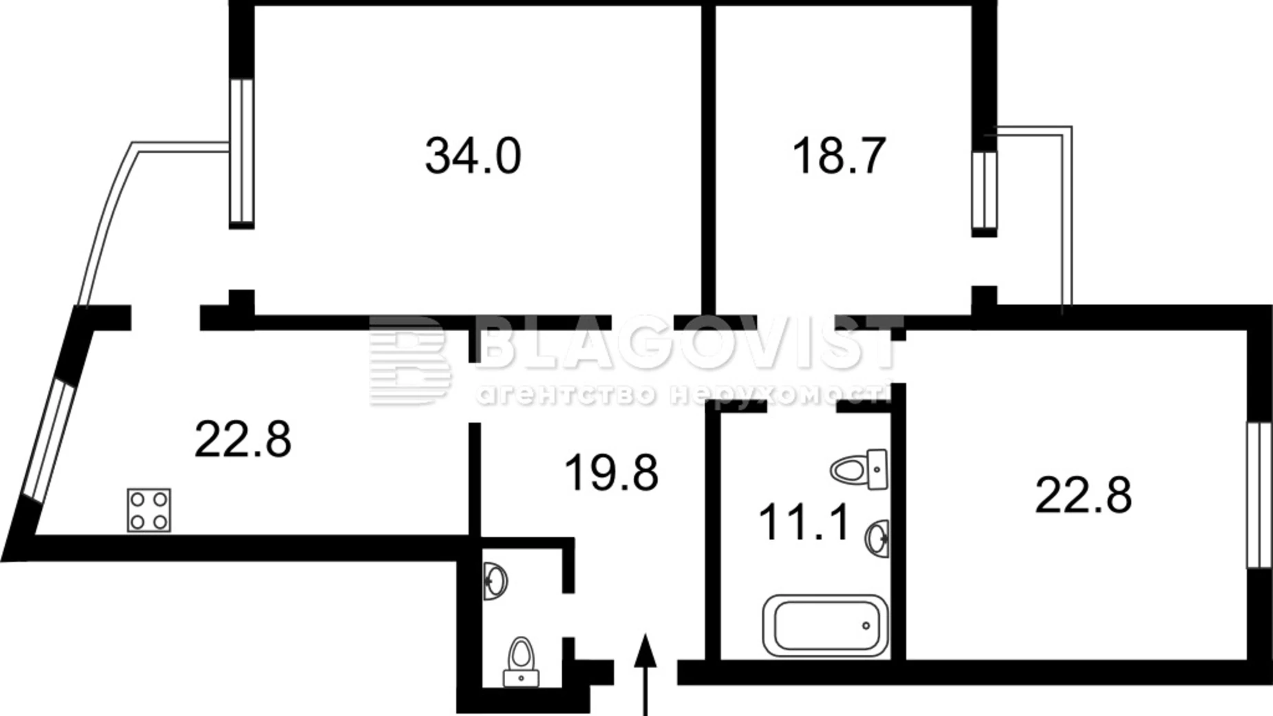 Продается 3-комнатная квартира 139 кв. м в Киеве, бул. Леси Украинки, 7Б