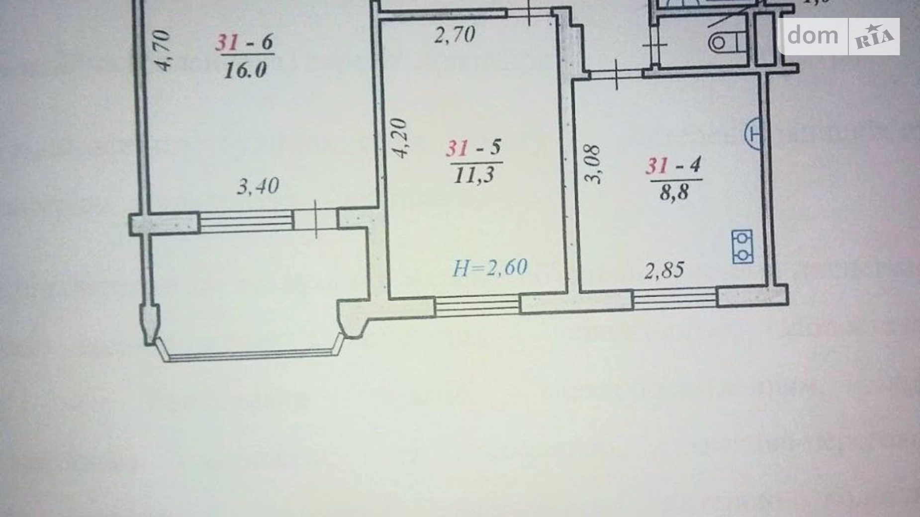 Продається 2-кімнатна квартира 46.9 кв. м у Чернівцях, вул. Південно-Кільцева, 1Б