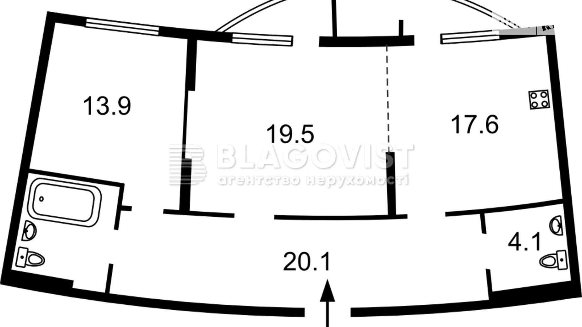 Продается 2-комнатная квартира 84 кв. м в Киеве, наб. Днепровская, 19В