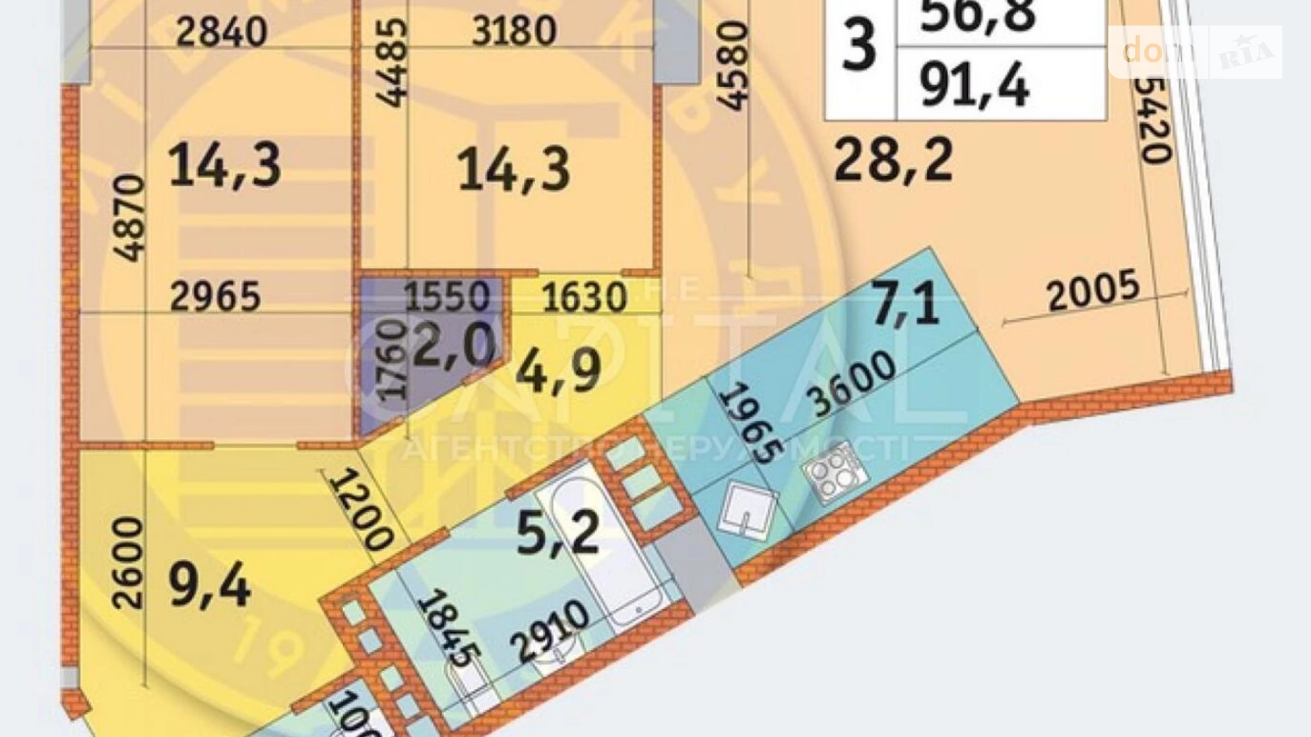 Продается 3-комнатная квартира 91 кв. м в Киеве, просп. Берестейский(Победы), 11 - фото 2