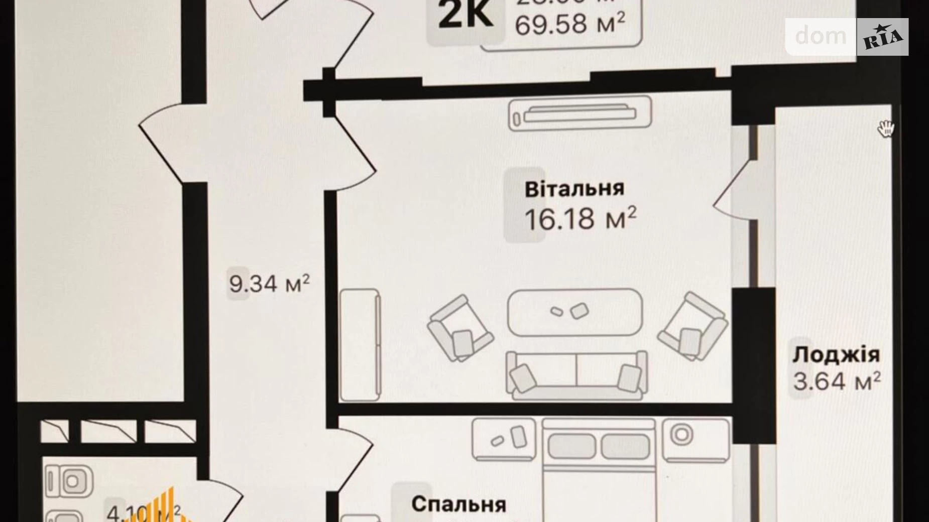 Продается 2-комнатная квартира 69.58 кв. м в Львове, ул. Подсолнечная