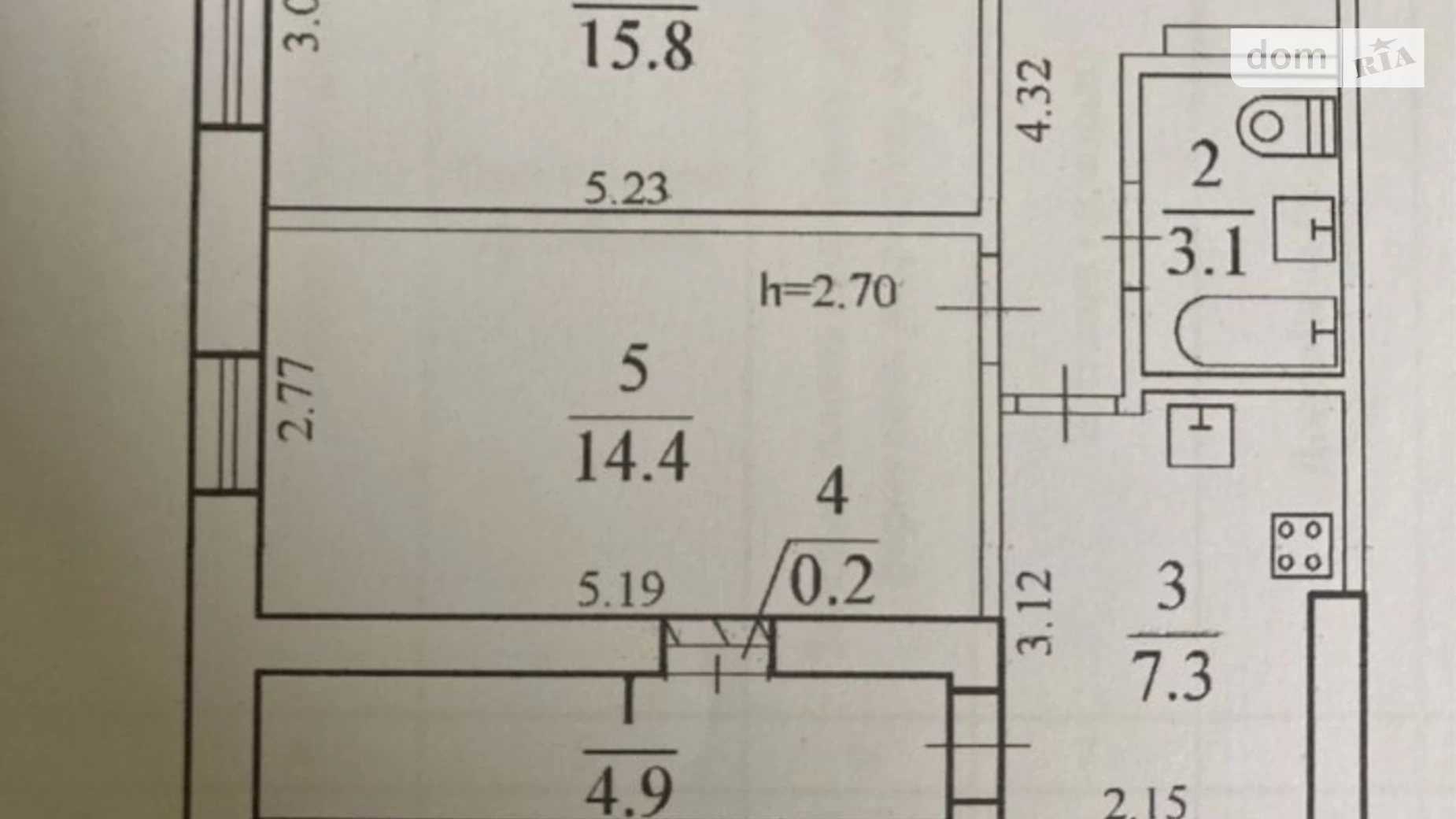 Продается 2-комнатная квартира 42.4 кв. м в Днепре, ул. Старокозацкая, 82