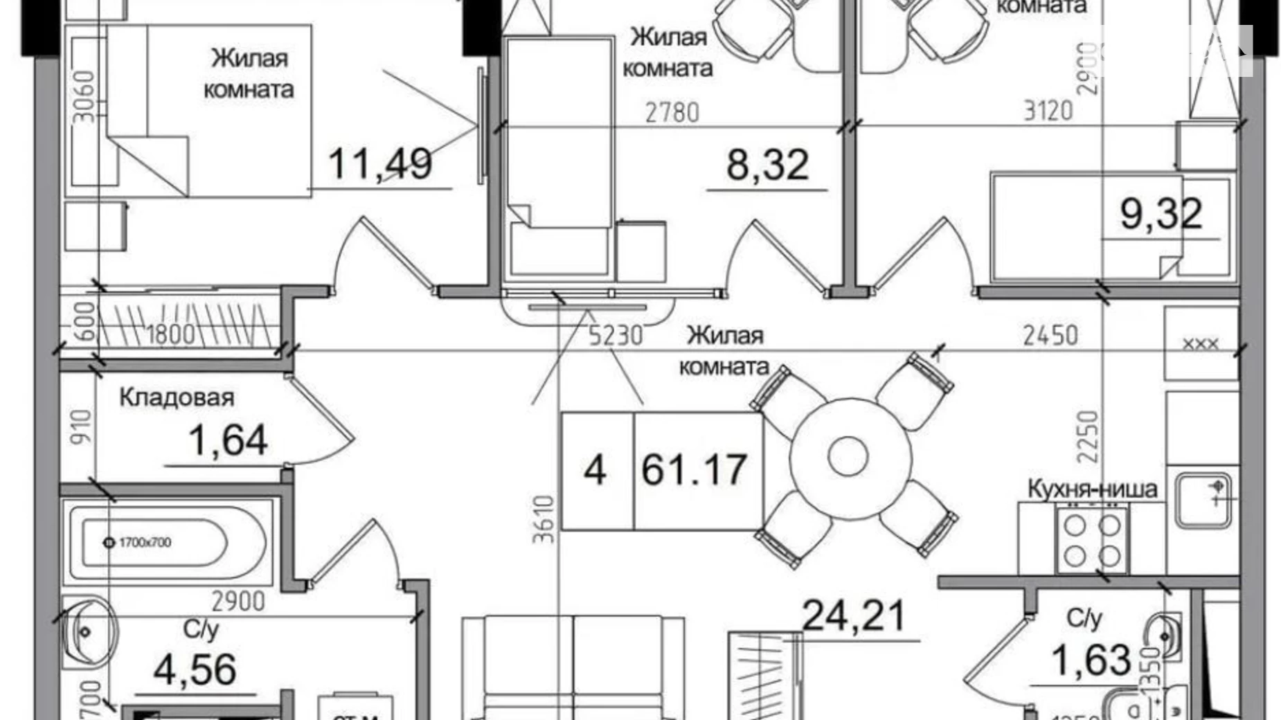 Продається 3-кімнатна квартира 61 кв. м у Одесі, вул. Спрейса