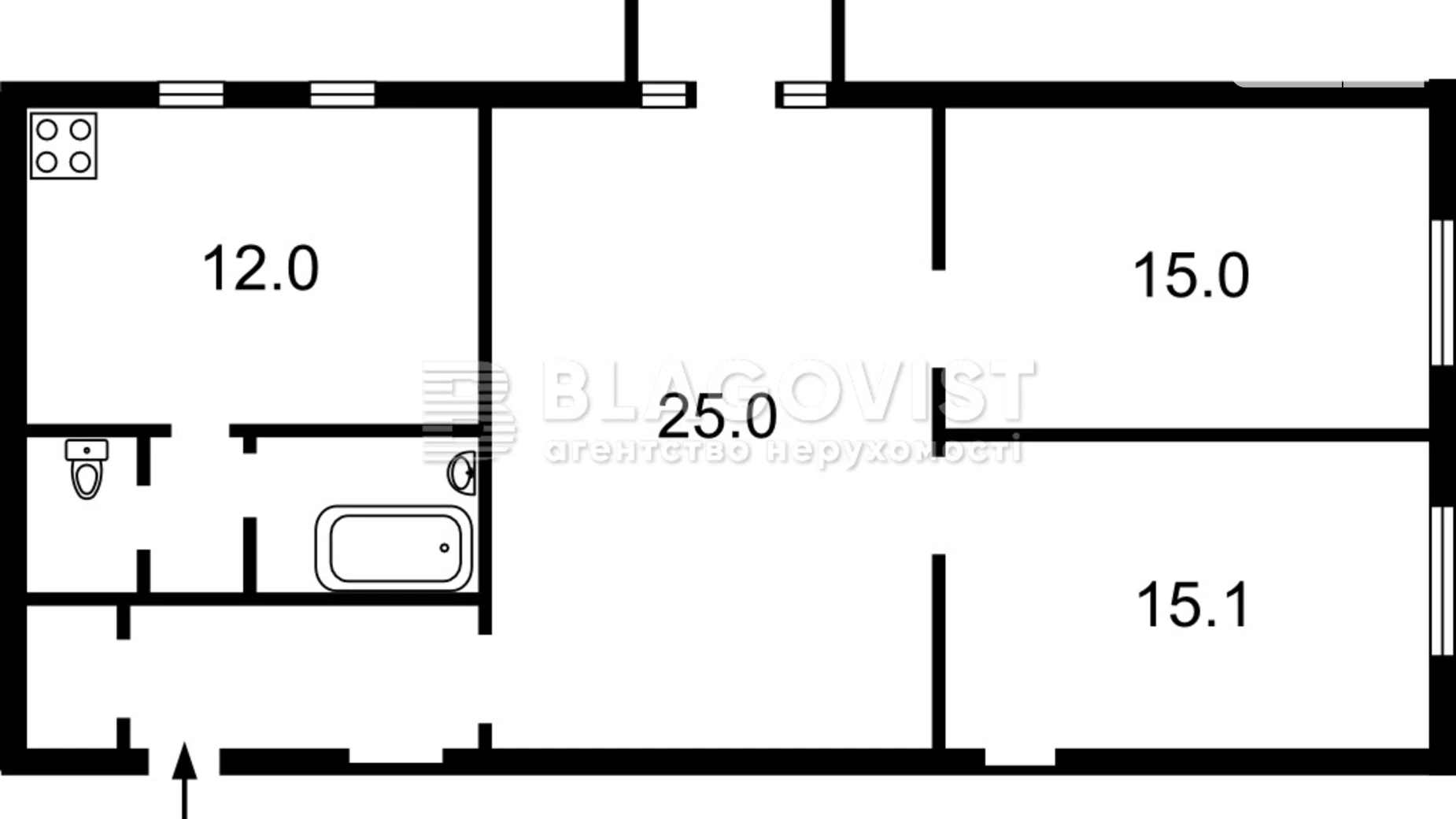 Продається 3-кімнатна квартира 81 кв. м у Києві, вул. Леонтовича, 6А